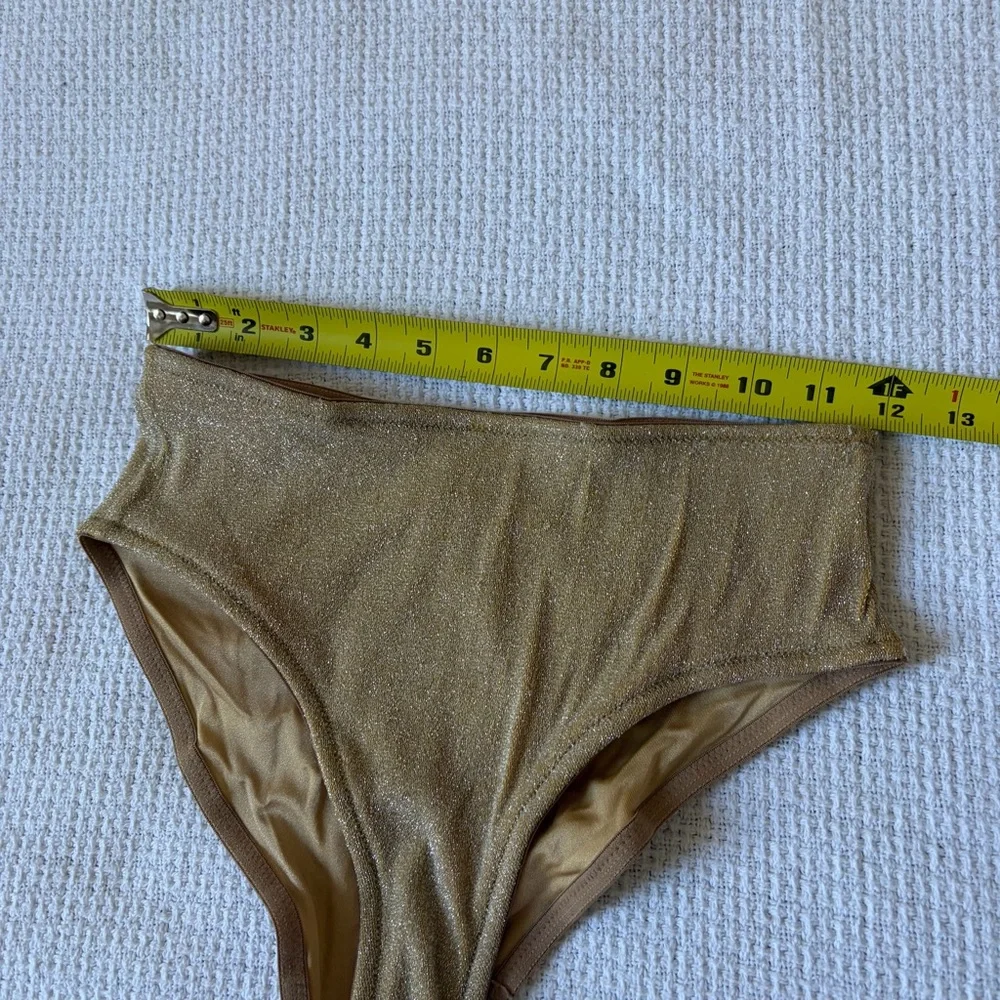 Triangl Swimwear Gold Shimmer High Waist Bikini Bottom Matching Dustbag Medium